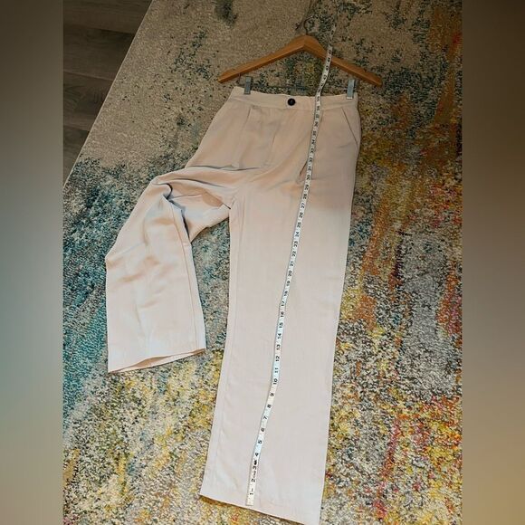 Zara wide leg trouser XS tan soho pleated pants - Picture 8 of 10